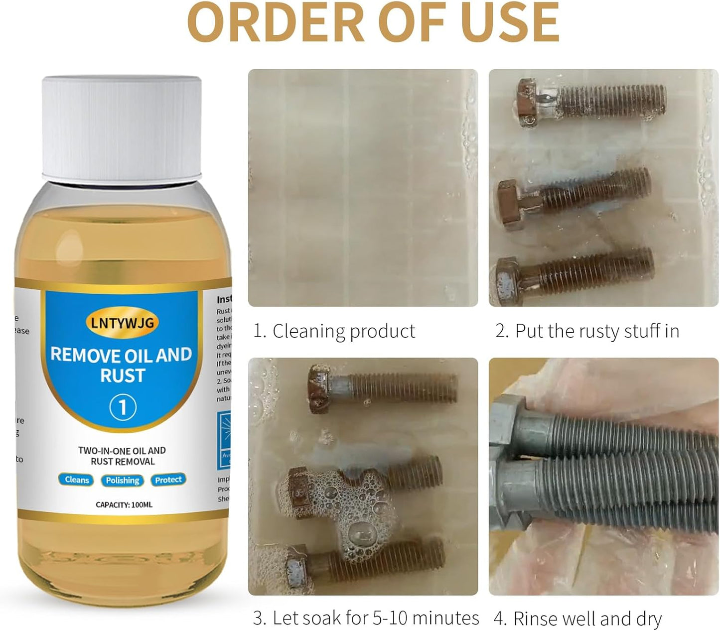 Industrial Strength Rust Remover, Penetrating Rust Removal for Steel, Stainless Steel, Wrought Iron, Cast Iron, Sheet Metal, Car, Automotive (1, 100ml)