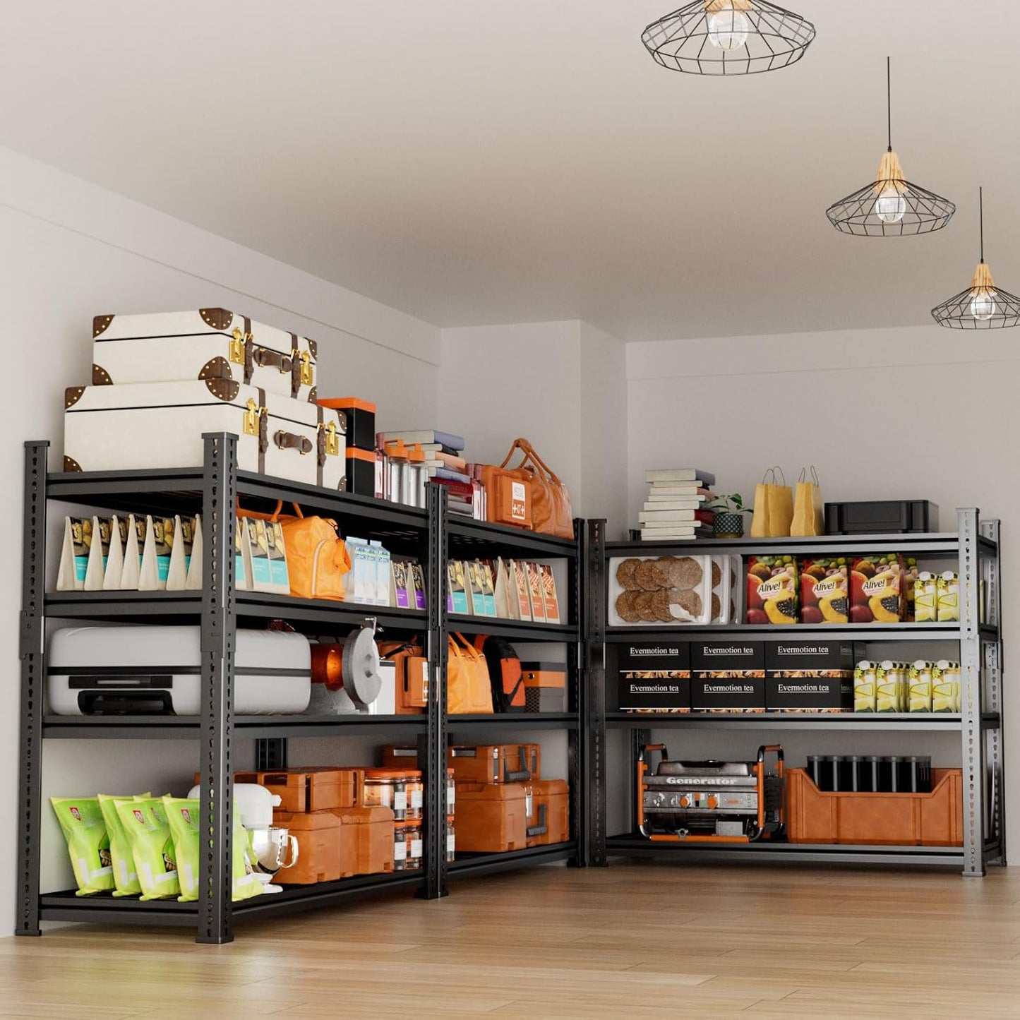 Storage Shelves Heavy Duty 3 PCS, 36"L x 16"W x 60"H Garage Wire Shelving Unit Loads 1920LBS, 4-tier Adjustable Metal Industrial Utility Shelf Rack for Kitchen, Laundry, Pantry, Warehouse, Basement