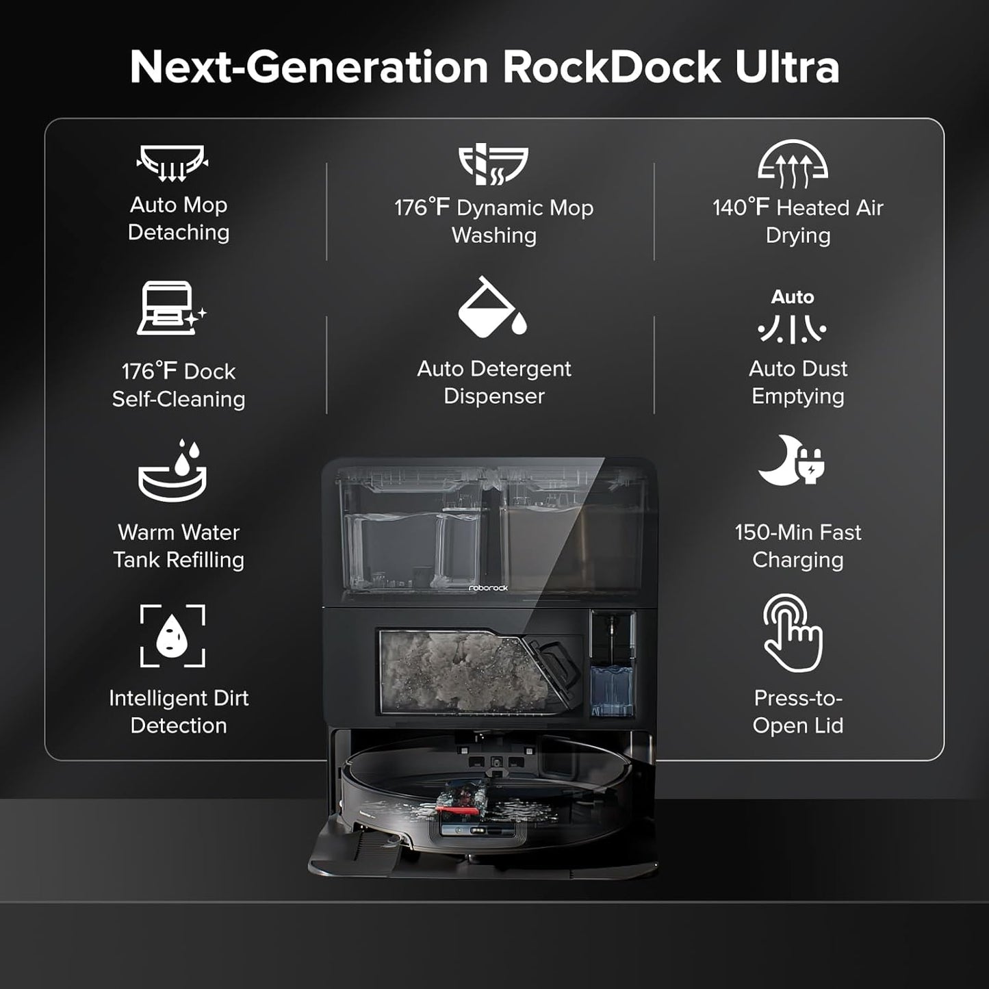 roborock Saros 10 Robot Vacuum and Mop, 22,000Pa Suction, AI Obstacle Avoidance, 3.14-inch Ultra Thin, Intelligent Dirt Detection, Zero Tangling Main Brush, Hot Water Mop & Dock Self Cleaning