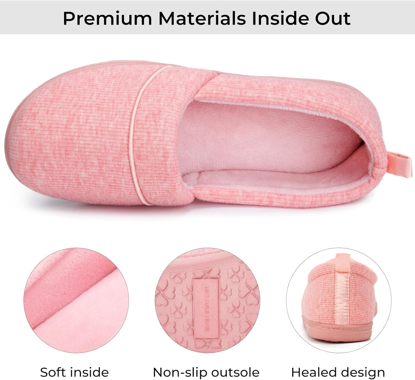 HomeTop Women's Comfy Loafer Slippers Lightweight Memory Foam Non-slip Indoor House Shoes