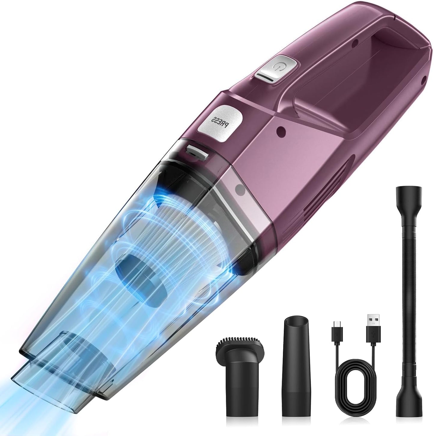 Handheld Vacuum Cordless – Car Vac Portable with 8KPA & Multi Accessories & Low Noise, Lightweight Hand Held Vacuum Cordless Rechargeable for Car/Home/Dust/Pet Hair, Mine Portable Vacuum
