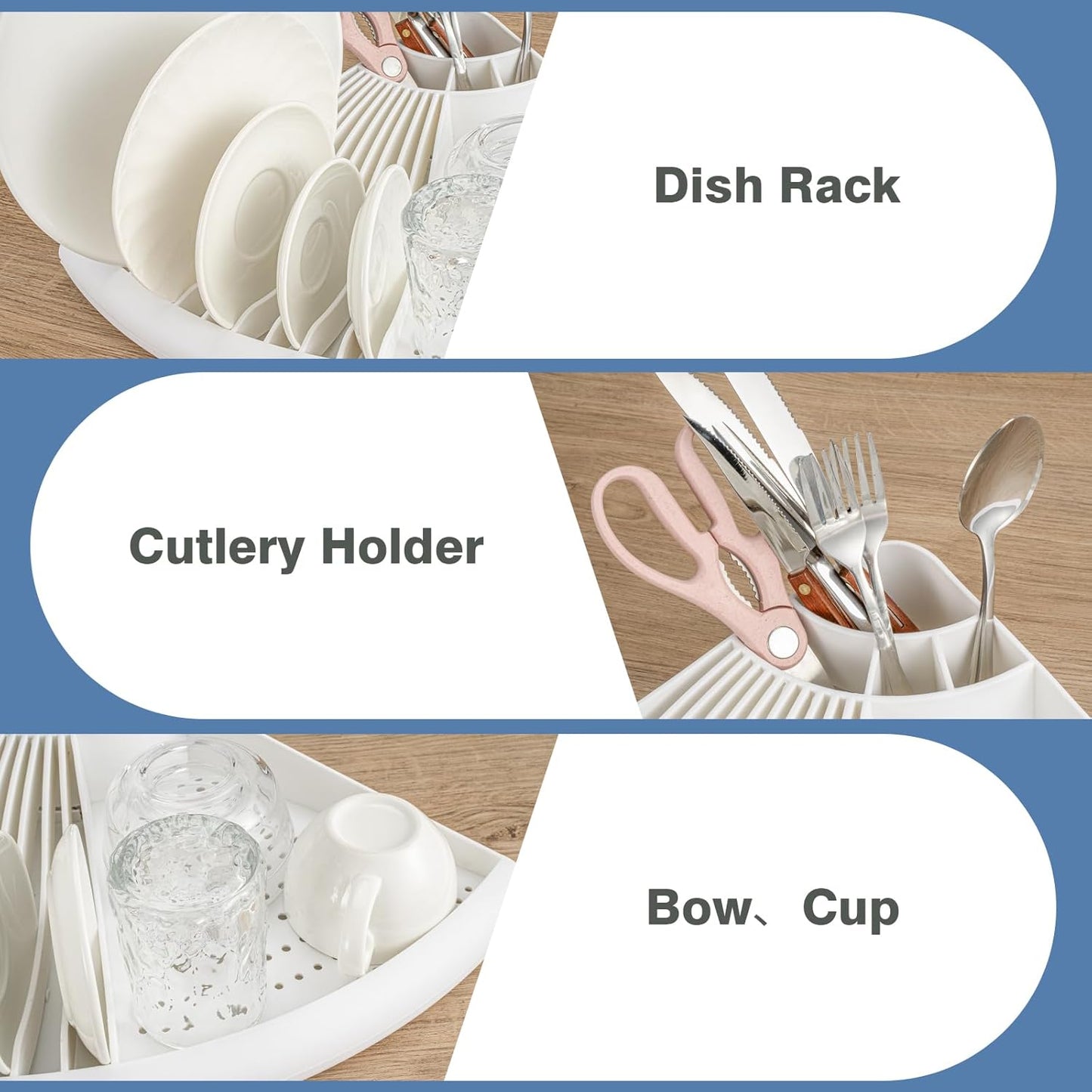 Dish Drying Rack - Plastic Corner Kitchen Dish Drying Rack,Multipurpose Sink Counter Storage Rack for Household
