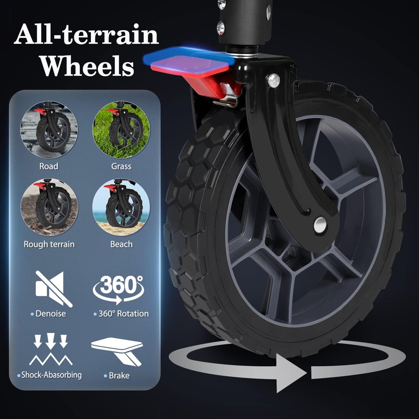 Sekey 220L Collapsible Foldable Wagon with 330lbs Weight Capacity, Heavy Duty Folding Wagon Cart with Big All-Terrain Wheels & Drink Holders (Grey)