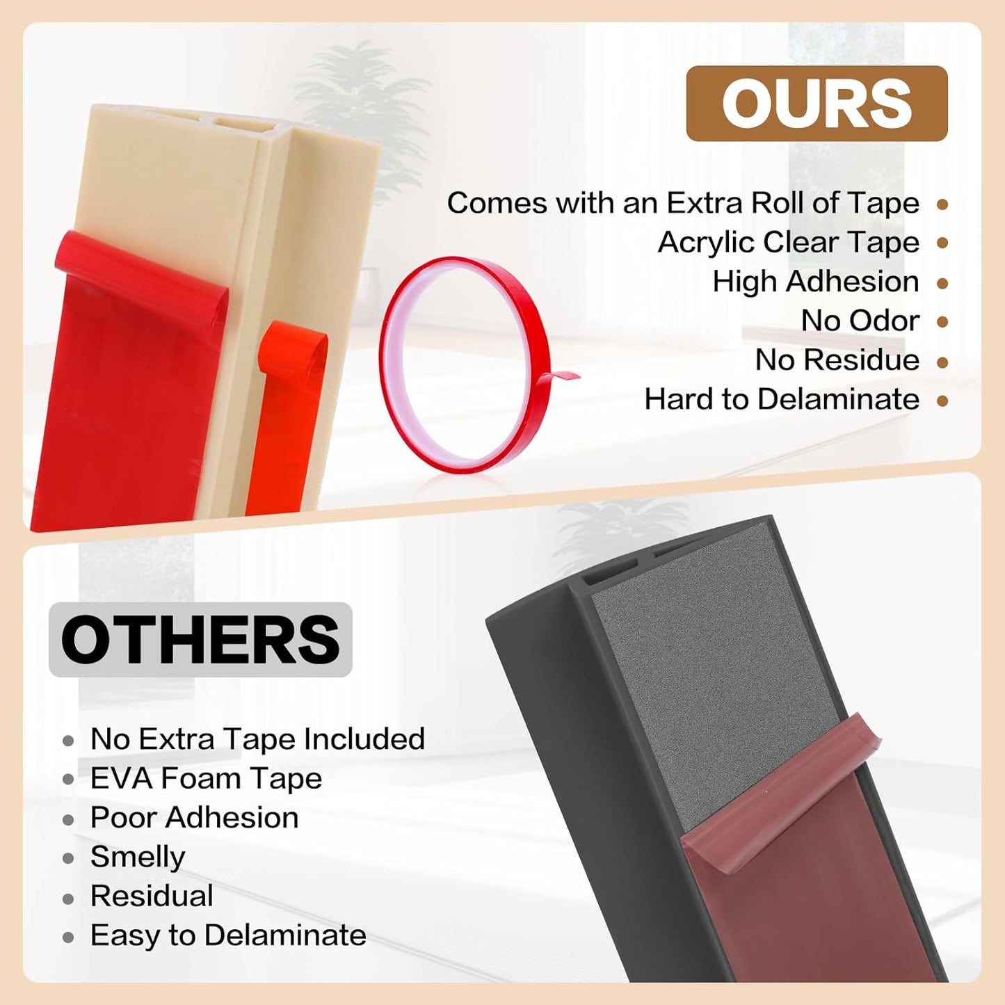 Floor Transition Strip Vinyl Door Threshold Ramp Self Adhesive Carpet Edging Strip Doorway Edge Trim, Overlap Edge Reducer for Laminate Carpet, Floor, Tile (Raw Wood Grain, 2/5" to 3/5", 3.3Ft)