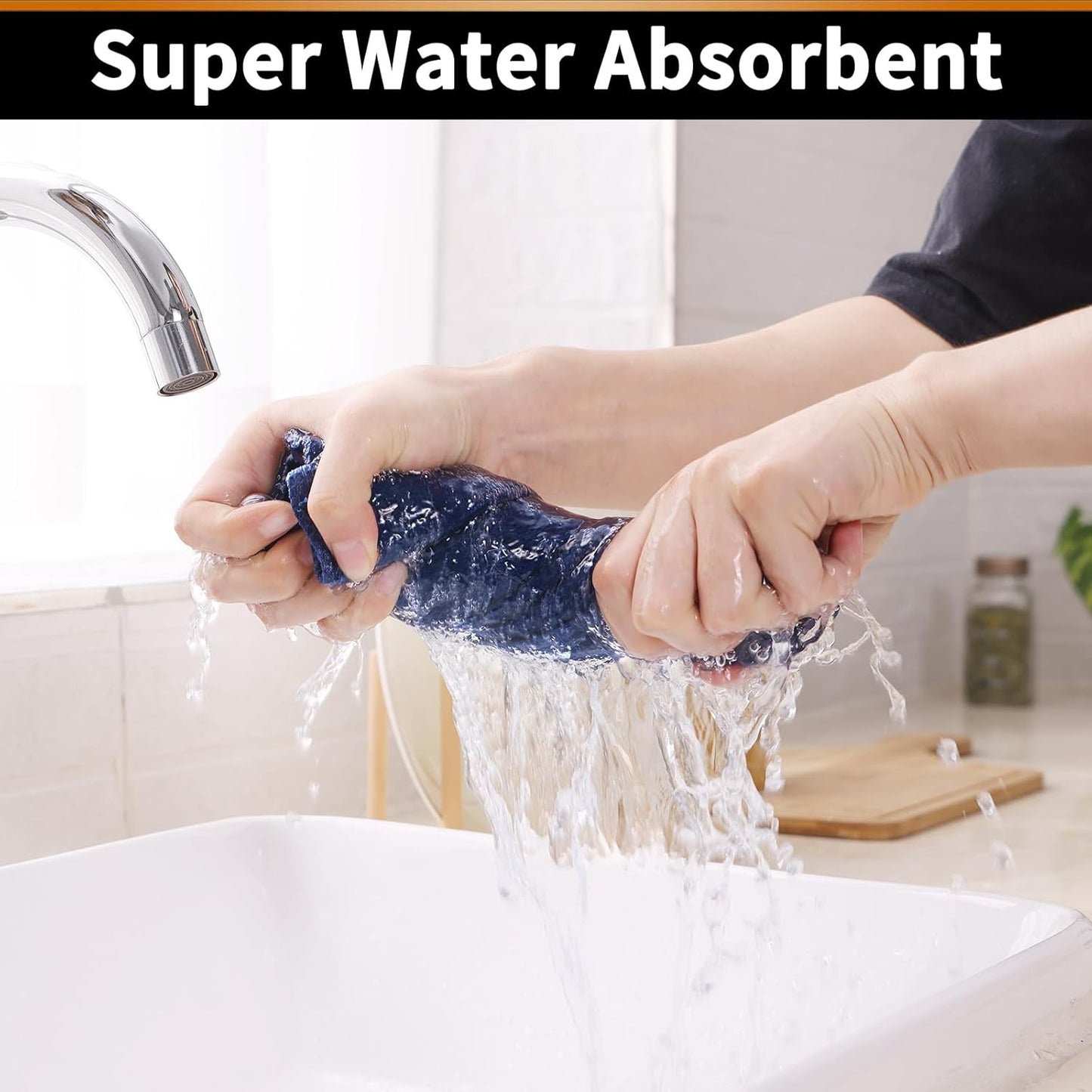 Homaxy 100% Cotton Waffle Weave Kitchen Towels - 6 Pack Soft and Absorbent Dish Towels - 16 x 26 Inches Quick Dry Hand Towels - Navy Blue