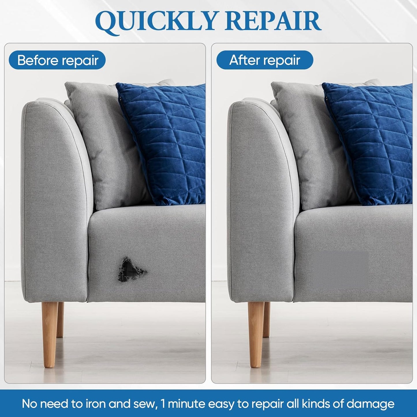 Canvas Repair Patch 5.5 x 8 Inches 6Pcs Self-Adhesive Waterproof Canvas Patch Kit for Repairing Tents,Sofas,Boat Covers,Camping Chair,Awnings,Car Seats. (Black)