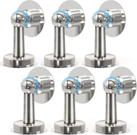 6 Pack Door Stopper Magnetic, COCIVIVRE Magnet Door Stop Stainless Steel for Wall and Floor Mounting, No Drilling Doorstop with Adhesive Tape Hold Your Door Open, Silver