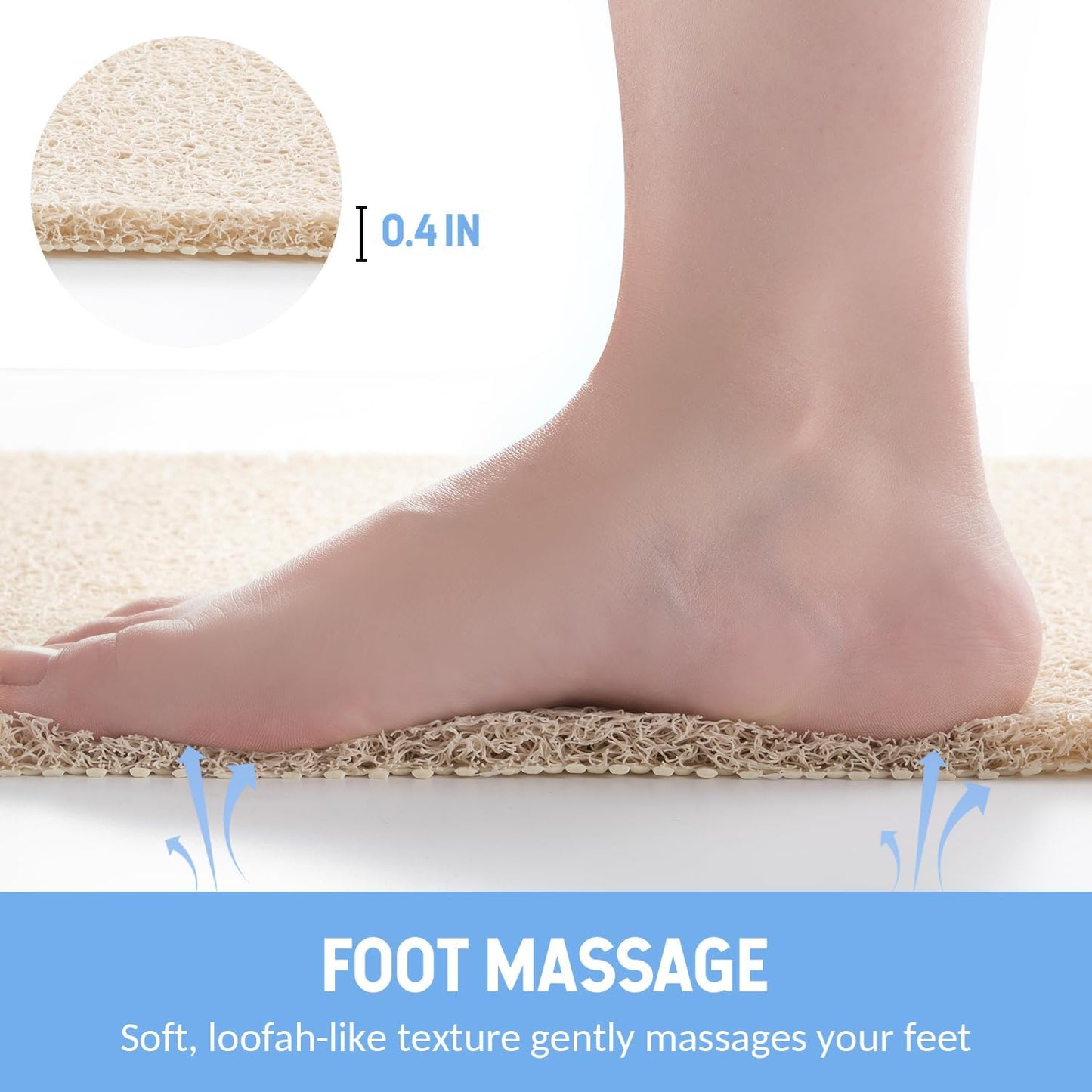 Non-Slip Bathtub Mat, Anti Slip Shower Mat, Fast Drying Bathtub Mats, Foot Scrubber Mat, Anti Slip Mat for Tub, Floor, Bathroom, Kitchen, Home, Hotel (Beige 36"×24")