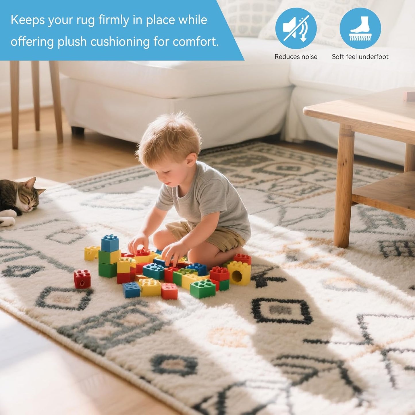 Warmstar 2x8 FT Non Slip Rug Pad,100% Waterproof Felt Rug Pad for Hardwood Floors,1/2” Thick Soft Carpet Pad with Natural Rubber Backing, Secure Grip & Floor Protection