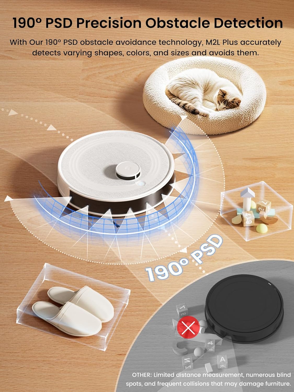 Lefant M2L Plus LiDAR Robot Vacuum and Mop, 190° PSD Obstacle Avoidance, 6000Pa Strong Suction, 45-Day Capacity, Multi-Floor Mapping, 130 Min Runtime, WiFi/Alexa/APP/iWatch