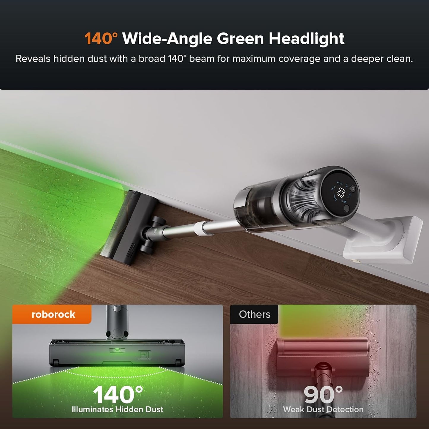 roborock H60 Hub Pro Cordless Stick Vacuum Cleaner with Auto-Empty Dock, 170AW Suction for Carpets and Hard Floors, Vacuum Cleaner with 80-Min Runtime, Anti-Tangle Brush, 140° Green LED Dust Detection