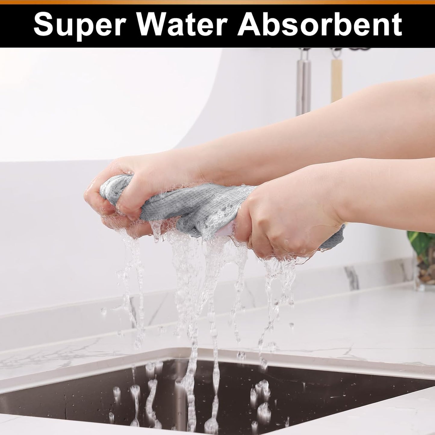 Homaxy 100% Cotton Waffle Weave Kitchen Towels - 6 Pack Soft and Absorbent Dish Towels - 16 x 26 Inches Quick Dry Hand Towels - Light Grey