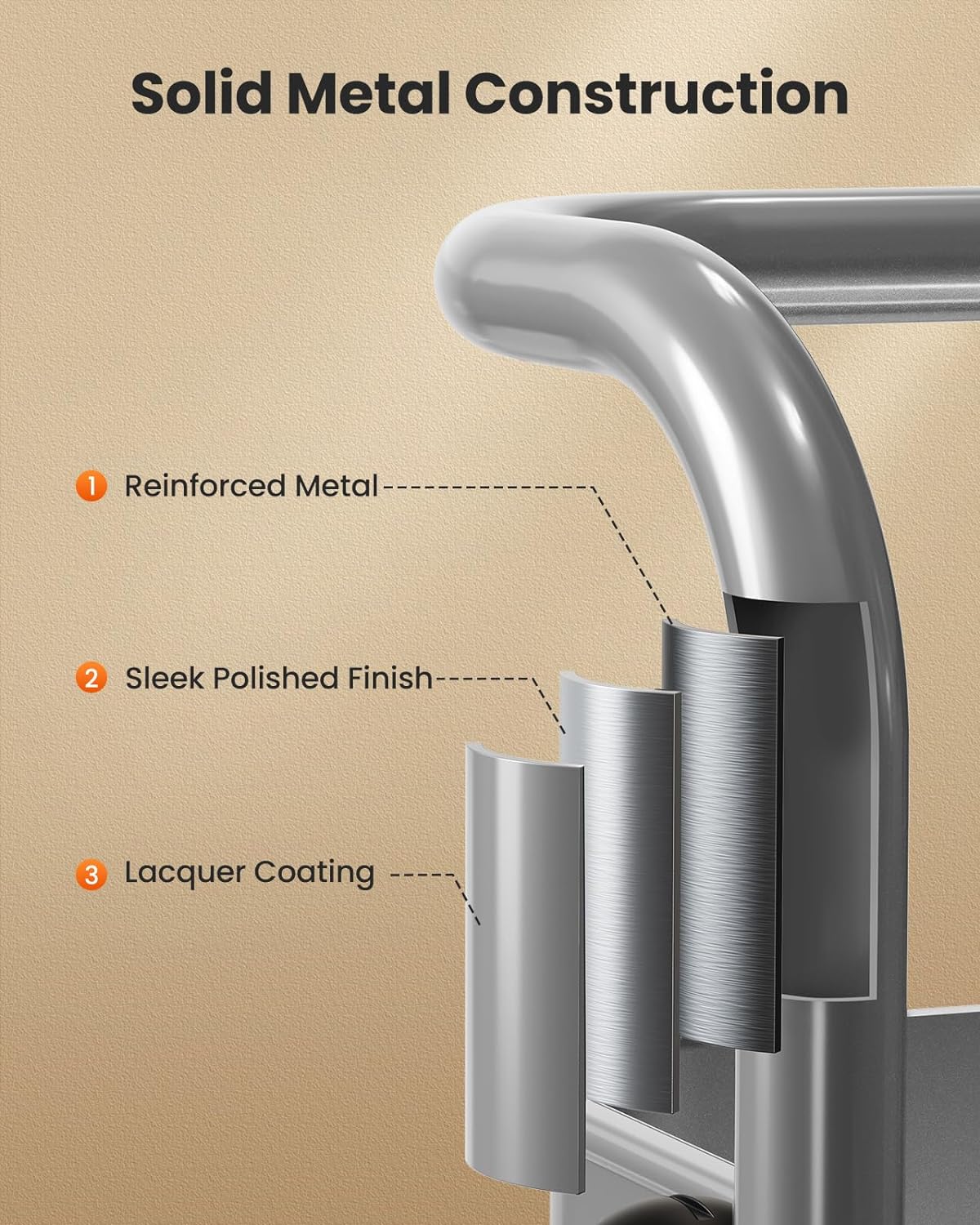 Pipishell 3 Tier Mesh Utility Cart, Rolling Metal Organization Cart with Handle and Lockable Wheels, Multifunctional Storage Shelves for Kitchen Living Room Office Grey