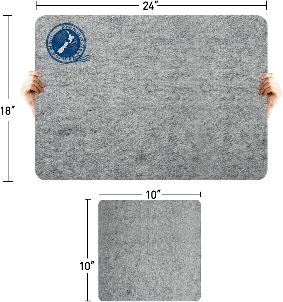 ZOMONETI 24" x 18" + 10" x 10" Wool Pressing Mat 100% New Zealand Felted Wool Ironing Mat Pad Blanket for Quilter, Sewing, Quilting Supplies and Notions