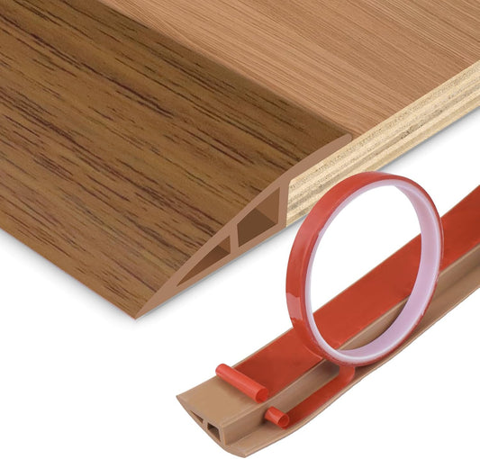 Floor Transition Strip Vinyl Door Threshold Ramp Self Adhesive Carpet Edging Strip Doorway Edge Trim, Overlap Edge Reducer for Laminate Carpet, Floor, Tile (Orange Oak, 1/5" to 2/5", 3.3Ft)