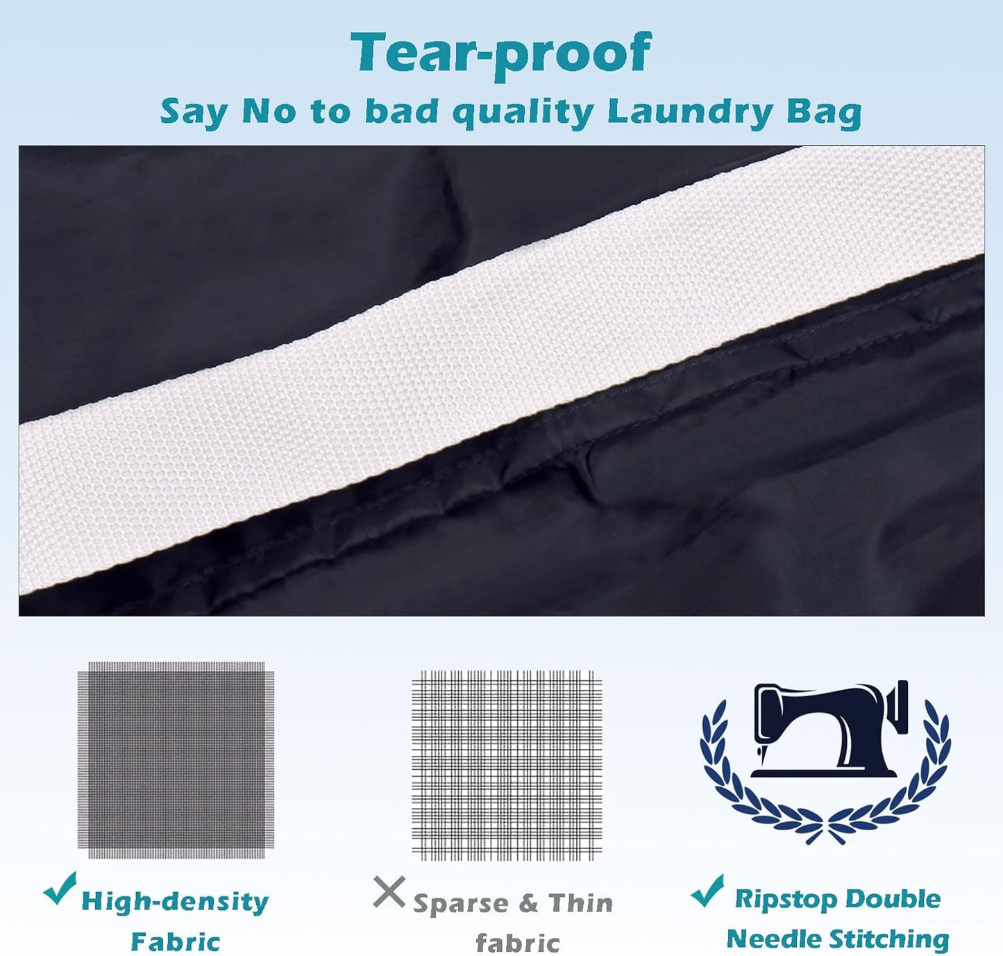 Heavy Duty Laundry Bag 2 Pack XL Nylon Laundry Bags with Straps, Washable Large Dirty Clothes Organizer with Drawstring Closure, Travel Washing Bag Fit a Laundry Hamper or Basket