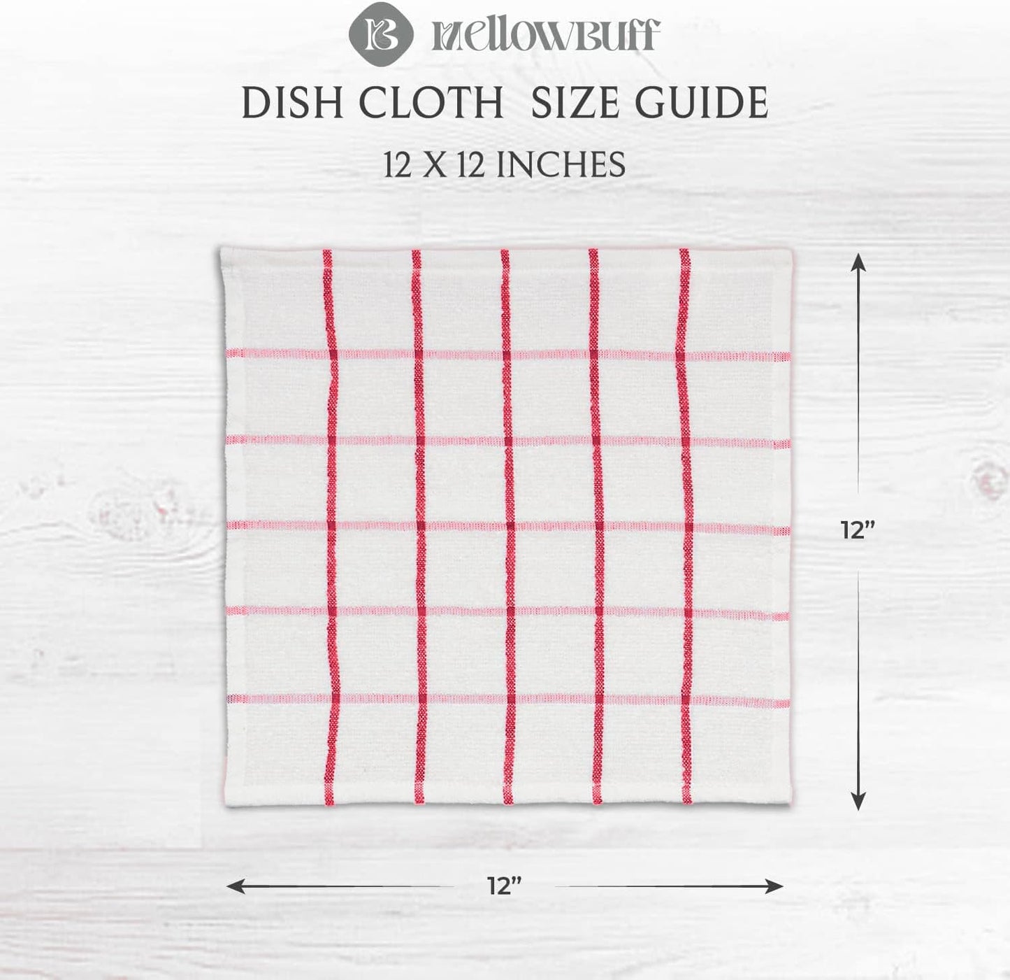 100% Cotton Kitchen Towels and dishcloths Sets, Super Soft & Absorbent, Dish Cloths for Washing Dishes, Dish Towel for Kitchen, 2 RED Dish Towels and 4 RED Dish Cloths