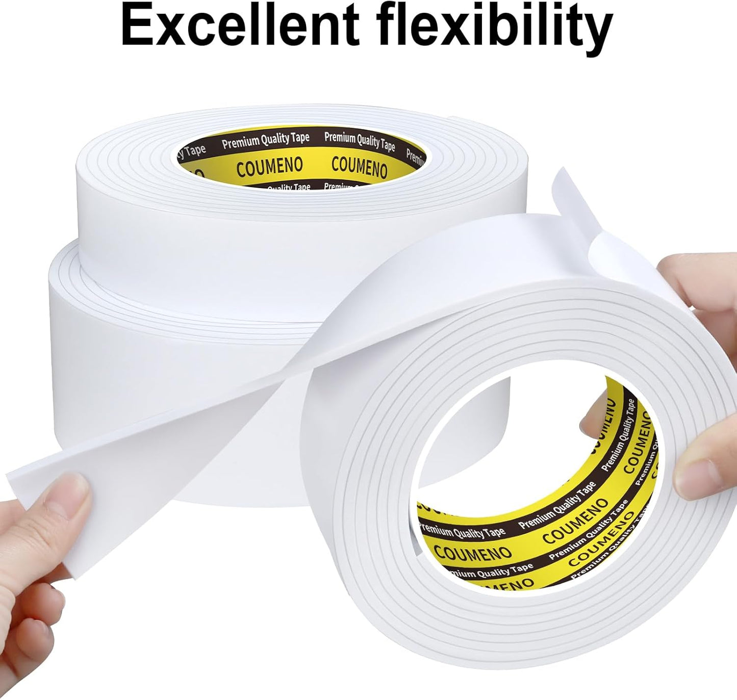 3 Pack EVA Single-Sided Adhesive Foam Tape 1.2inx16.4FT Single-Sided Sealing Strip Foam Pad Sponge Tape Window Weatherproof Whtie
