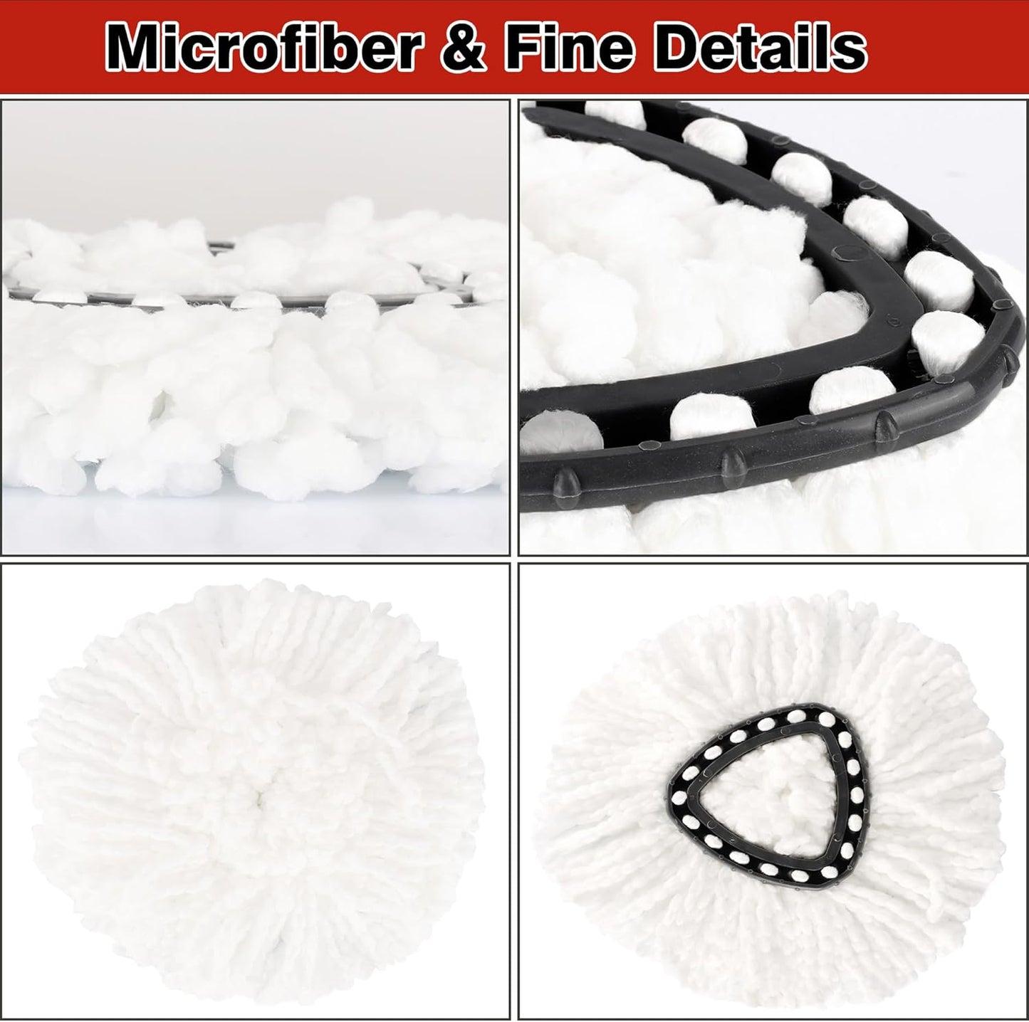 12 Pack Spin Mop Replacement Heads, 100% Microfiber Spin Mop Refill for Easy Wring Compatible with Triangle Spin Mop, 360 Degree Spinning Mop Replace Head for Floor Cleaning