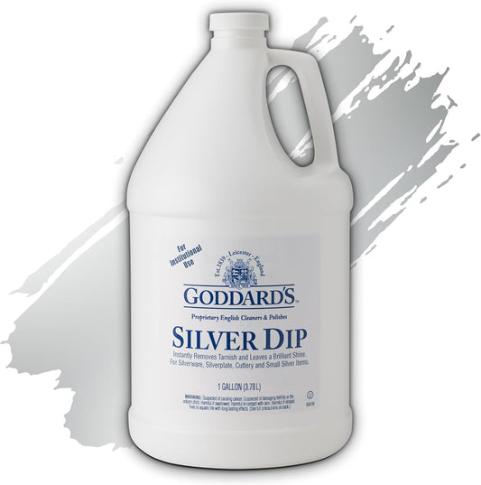 Goddard’s Silver Cleaner Dip – Silver Jewelry Cleaner Solution for Hard-to-Reach Silverplate, Cutlery & Small Items – Professional Use Silver Tarnish Remover – Silverware Cleaning Supplies (1 Gal)