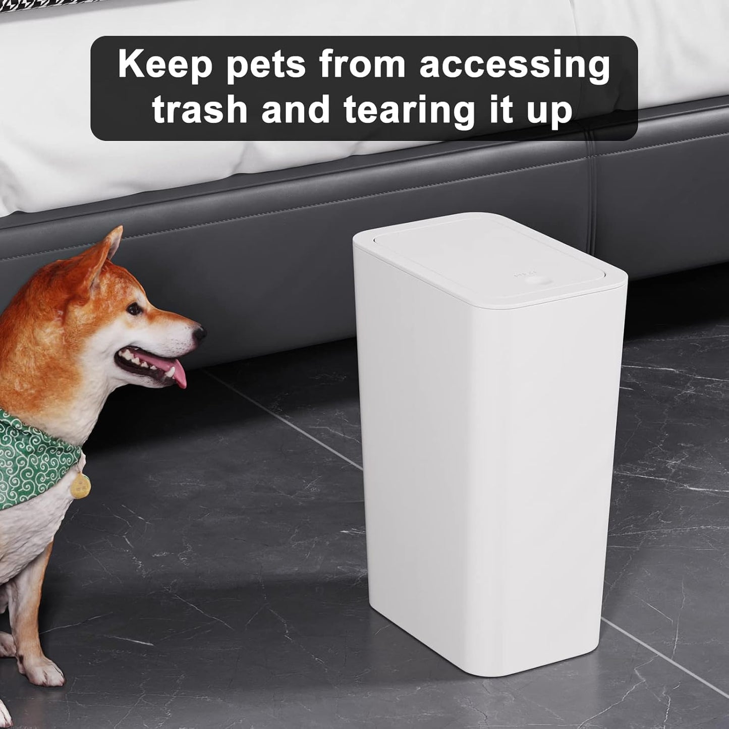 N. NETDOT Bathroom Trash Can with Lid 3 Pack Set,2 Packs 4Gal Slim Kitchen Trash Can and 1 Pack 2.6Gal Garbage Can,Small Trash Bin/Waste Basket for Bedroom,Office(Off White)