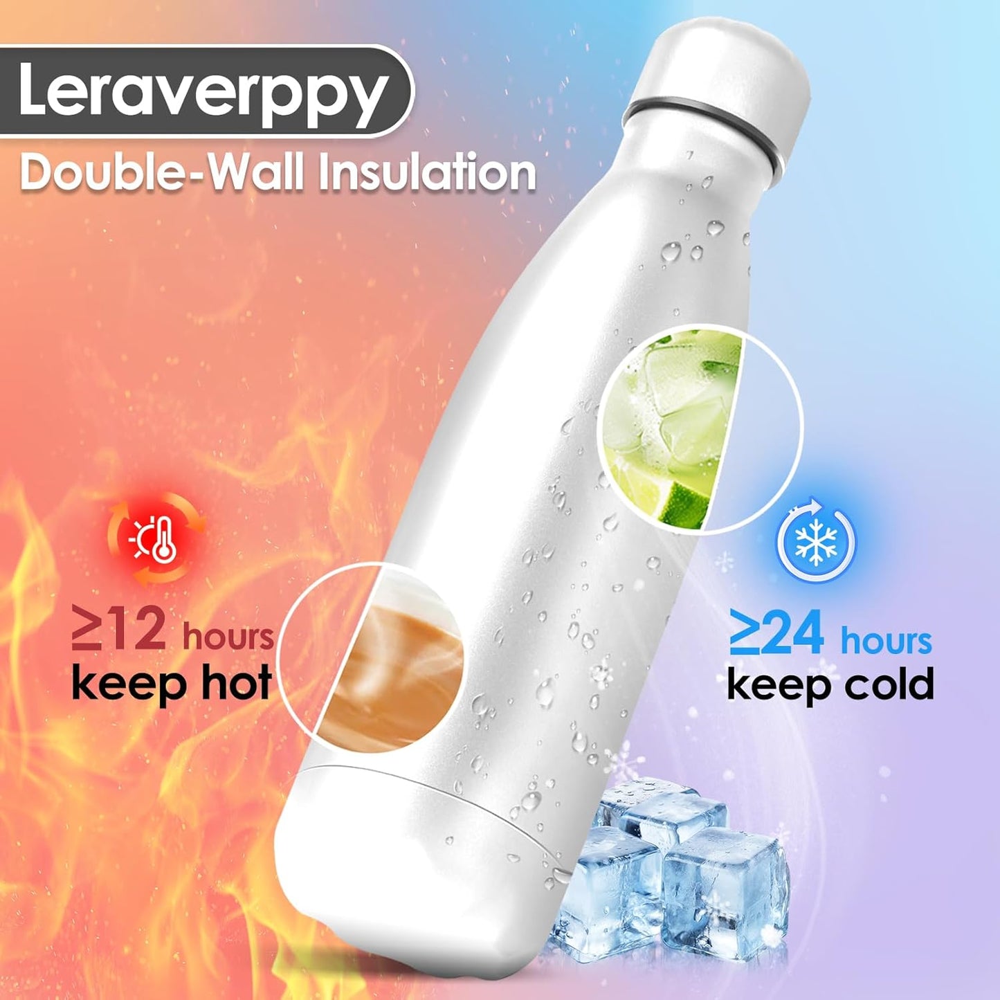 25oz Cola-Bottle Shaped Stainless Steel Leak-proof Water Bottle,Double Wall Vacuum Insulated Metal,Travel Mug For Sports Indoors & Outdoors,BPA-Free School Kids Flasks,White(4 Pack)