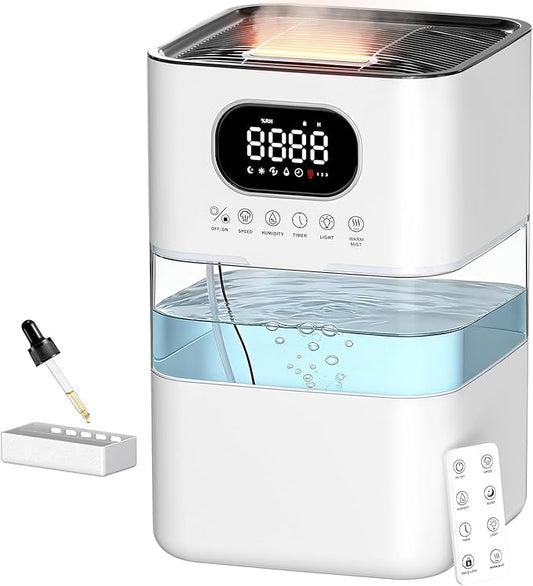 AreShark Humidifier Large Room, 2.2 Gal/8.5L Cool Warm Mist Air Humidifiers for Bedroom, 65H Runtime, Humidity Setting, Easy to Clean, Top Fill, 30dB Quiet, 550ft² Coverage, for Plants, Adults, Kids