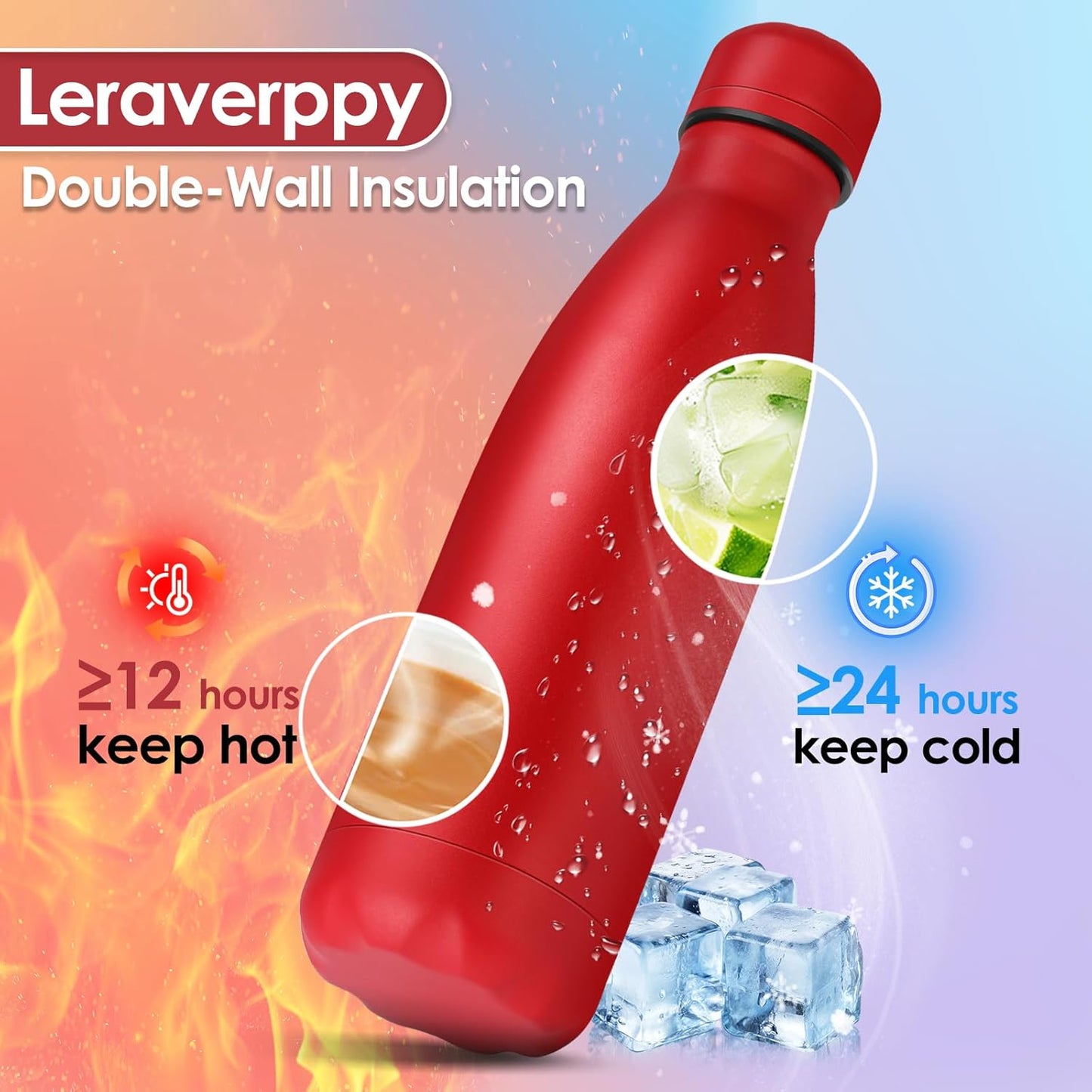 25oz Cola-Bottle Shaped Stainless Steel Leak-proof Water Bottle,Double Wall Vacuum Insulated Metal,Travel Mug For Sports Indoors & Outdoors,BPA-Free School Kids Flasks,Red(2 Pack)