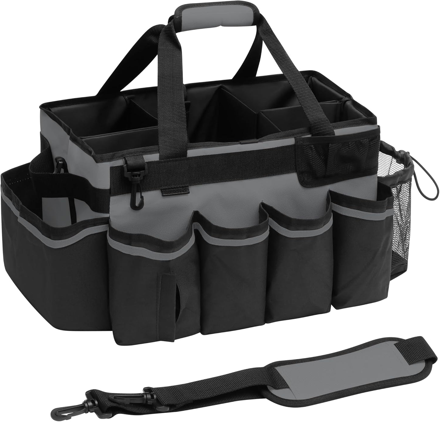 Large Cleaning Supplies Bags for Housekeepers, Professional Wearable Cleaning Supply Caddy for House Cleaners Detail Car Cleaning Supplies Organizer Tote with Handle, Grey