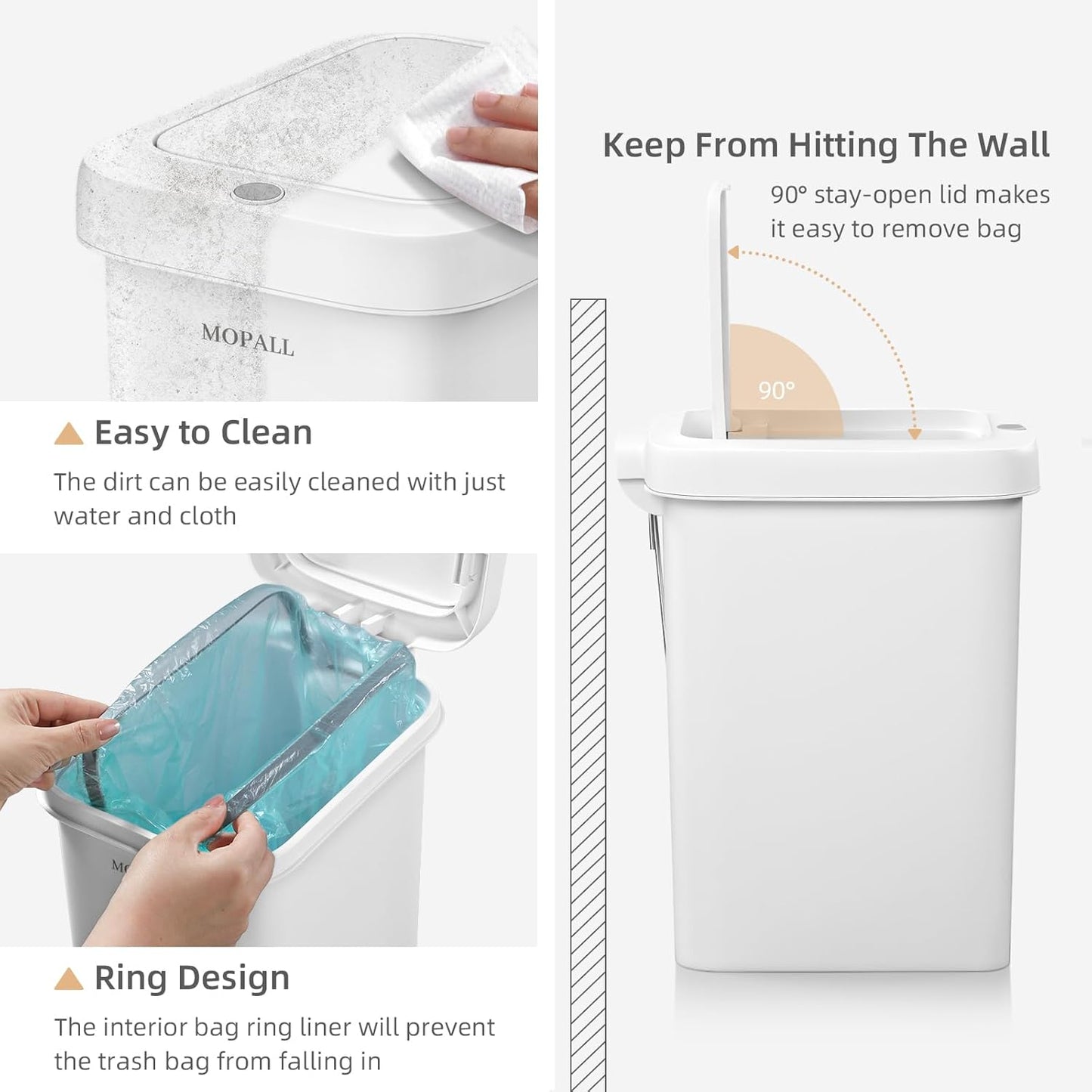 MOPALL Trash Can with Lid, Kitchen Step Trash Can, Garbage Can with Press Top Lid & Foot Pedal, Trash Bin Garbage Bin Waste Bin Waste Basket for Bathroom|Kitchen|Bedroom|Living Room|Office, 5.7 Gallon