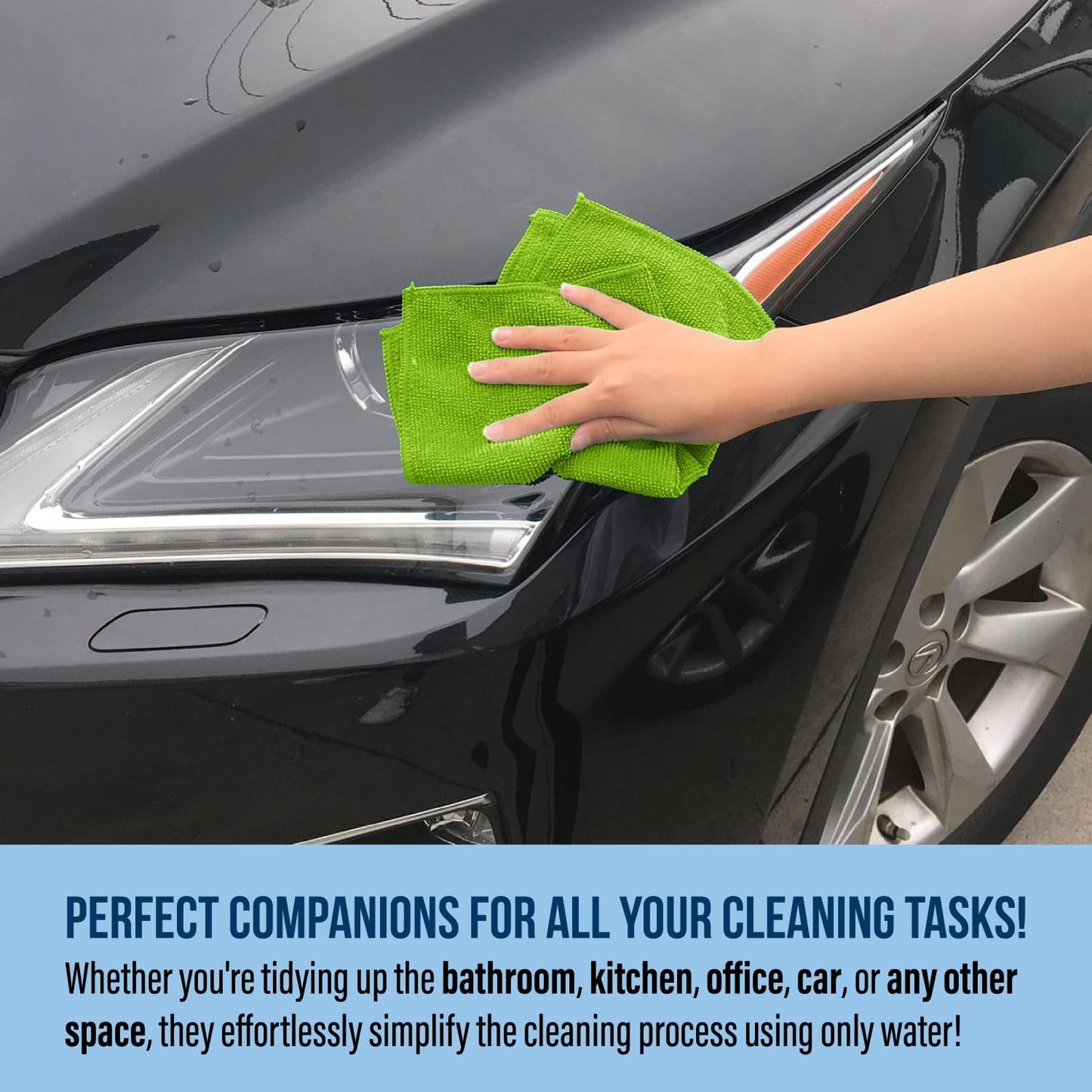 GREEN LIFESTYLE Chamois Cloth, Microfiber Cleaning Cloth 50 Pack, Borderless Towels Cleaning, Car Microfiber Towel, Drying Car Wash Towels (11.5" x 11.5", Multicolor)