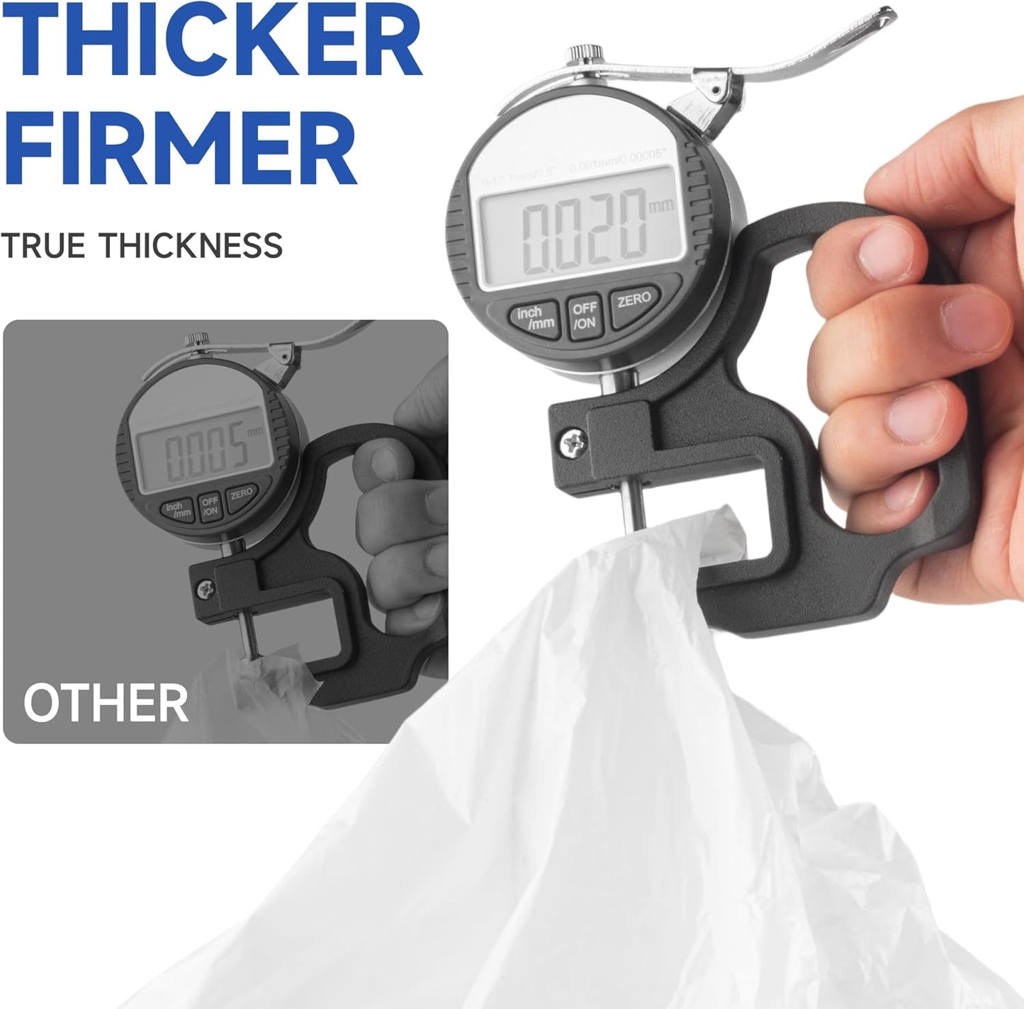 Small Trash Bags with Handles 13 Gallon 80 Count White - Ocean Plastic Upcycling - Plastic Garbage Bags, Can Bin & Waste Basket Liner for Kitchen, Bathroom, Office and Pets