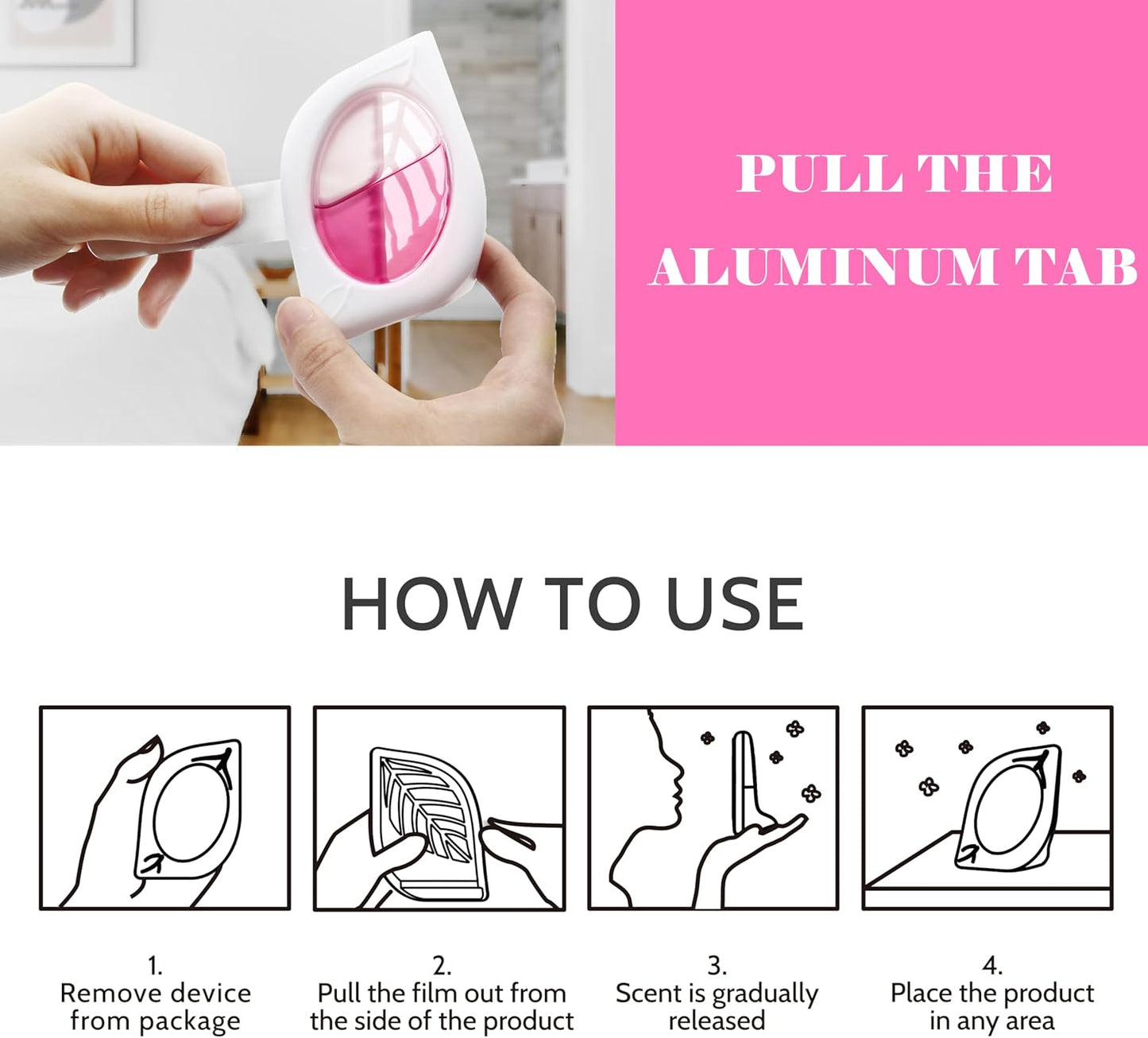 Air Freshener for Home, 4 Pack, Peach, Odor Eliminator for Small Area Closets Bathroom Pets Strong Odor, Up to 120 Days