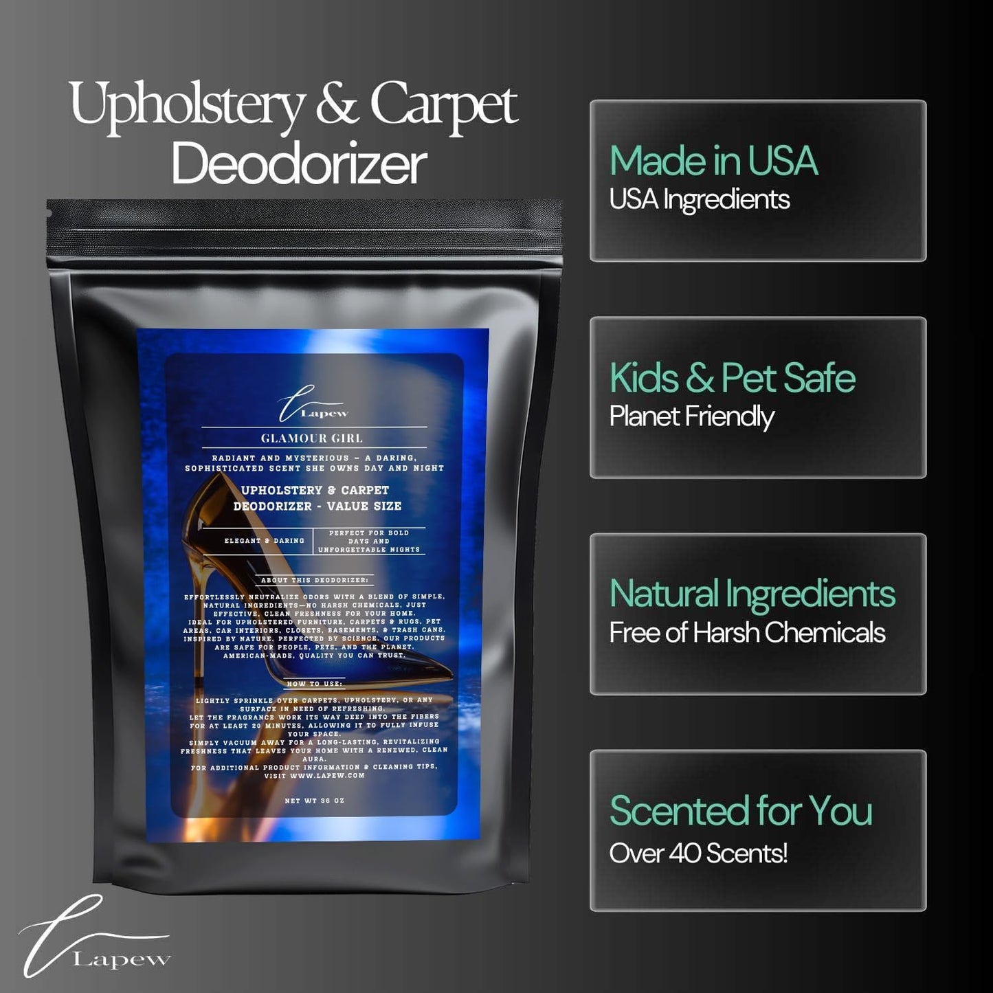 Glamour Girl Carpet Freshener Powder Value Size 36 oz | Powerful Odor Eliminator for Home | Upholstery Deodorizer | Carpet Deodorizer | Cat Litter Box | Good Girl Fragrance