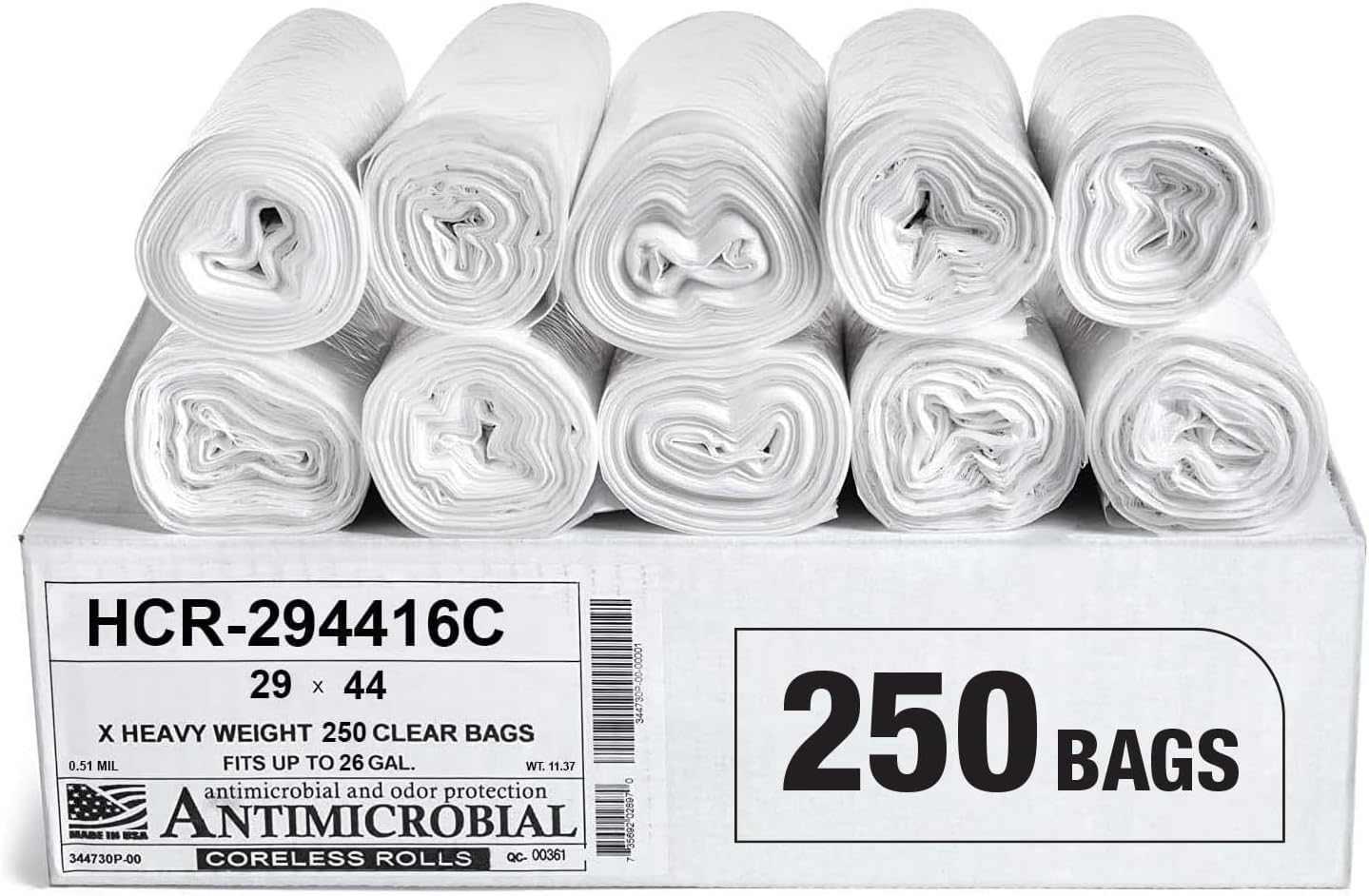 Aluf Plastics High Density Trash Bags, 26 Gallon, 1000 Count, 16 Micron (eq), 29" x 44", Clear, for Bathroom, Office, Industrial, Commercial, Janitorial, Municipal, Recycling