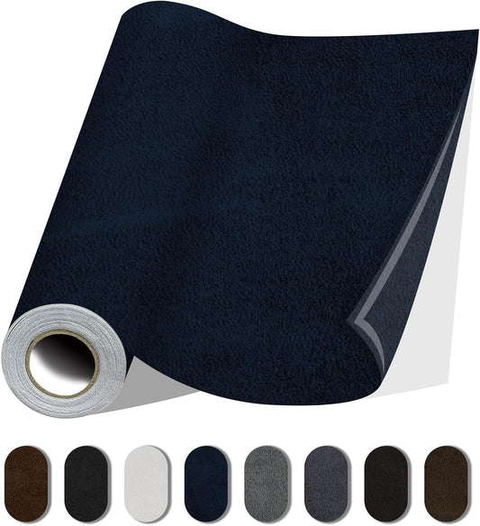 Fabric Repair Patches, 35X79 Inch Self-Adhesive Suede Patches Tape Durable, DIY Large Fabric Repair for Sofa, Couches, Furniture, Chair, Clothing （35X79 Inch, Dark Blue）