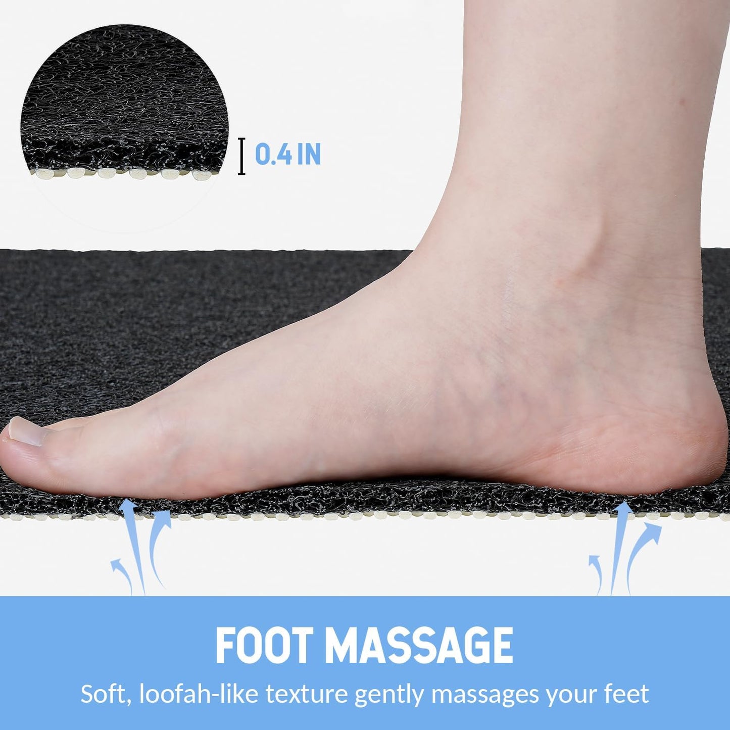 Non-Slip Bathtub Mat, Anti Slip Shower Mat, Fast Drying Bathtub Mats, Foot Scrubber Mat, Anti Slip Mat for Tub, Floor, Bathroom, Kitchen, Home, Hotel (Black 32"×17")