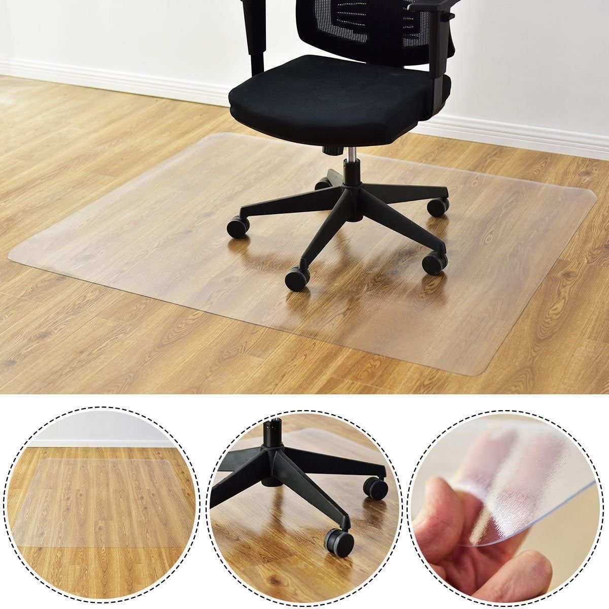 Azadx Chair Mat for Hardwood 60"x 48" Large Office Chair Mat for Hardwood Floors Protector Mat for Office Chair Easy Glide Rolling Plastic Clear Desk Computer Chair Mats for Home Offices