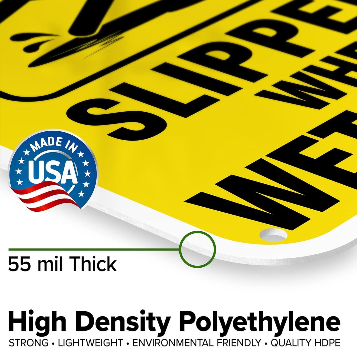 Caution Slippery When Wet Sign or ICY Sign, 12"x18" Polyethylene, Indoor/Outdoor Use, USA MADE By My Sign Center