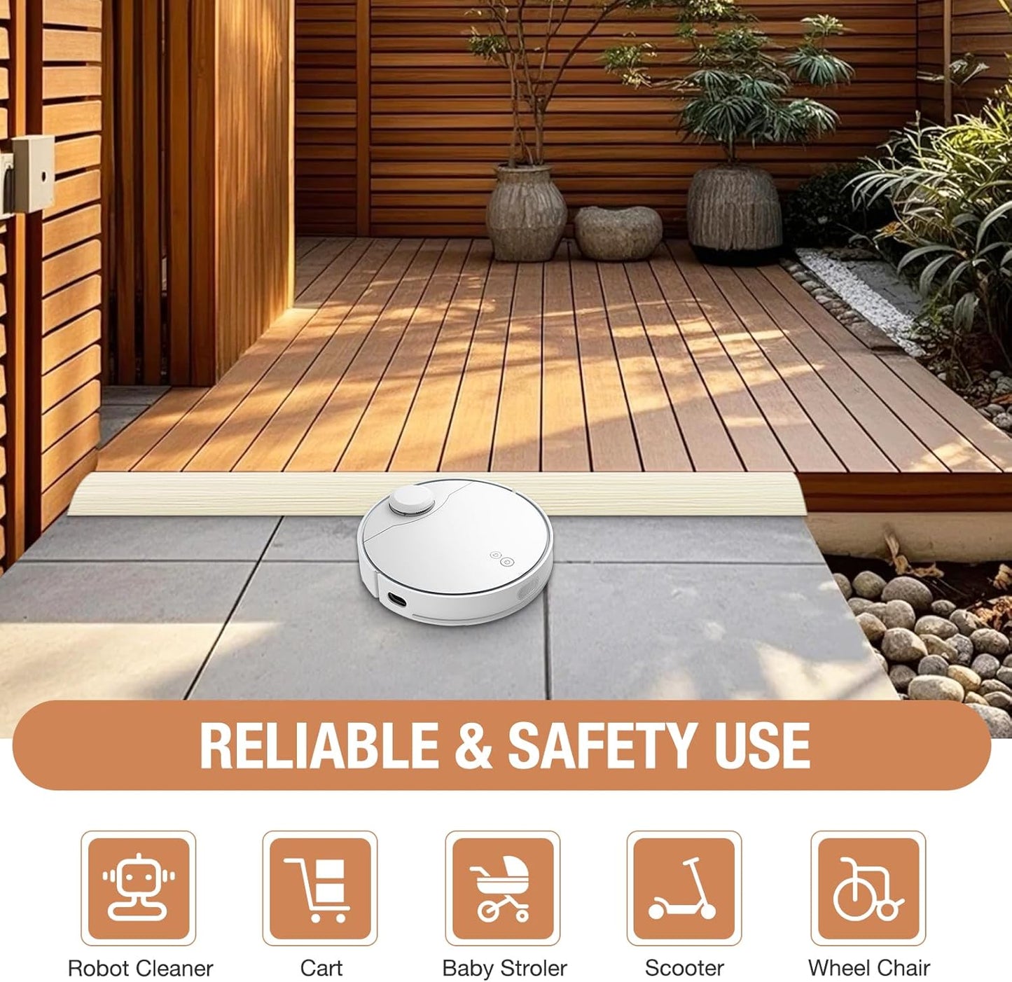 Floor Transition Strip Self Adhesive Vinyl Door Threshold for Doorways Carpet Edging Trim Overlap Edge Reducer for Laminate Floor, Carpet, Tile (Beige Wood Grain, 2/5" to 3/5", 10Ft)