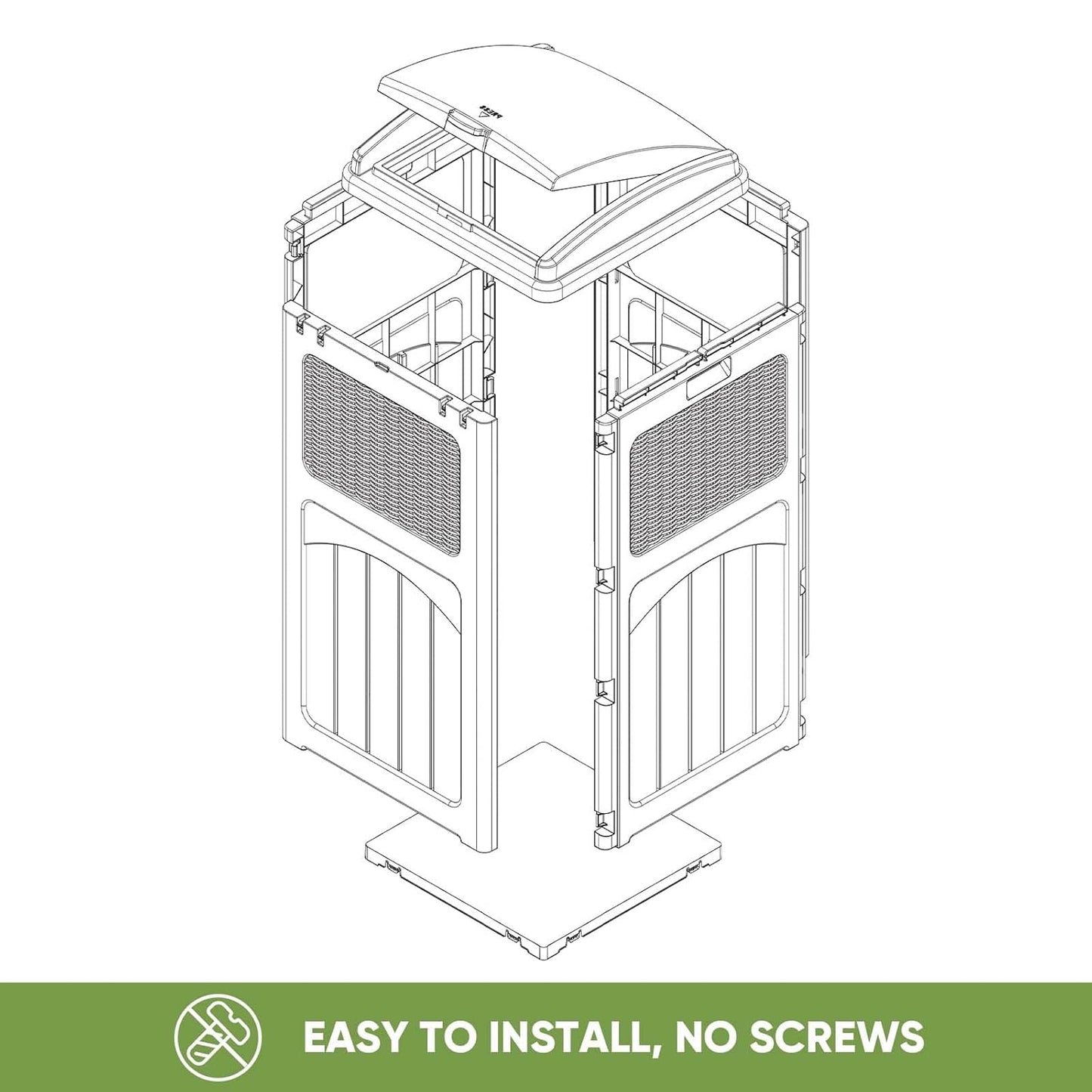 Patiowell 36 Gallon Outdoor Trash Can, Resin Outdoor Garbage Can with Lid for Patio, Backyard, Deck, Light Brown