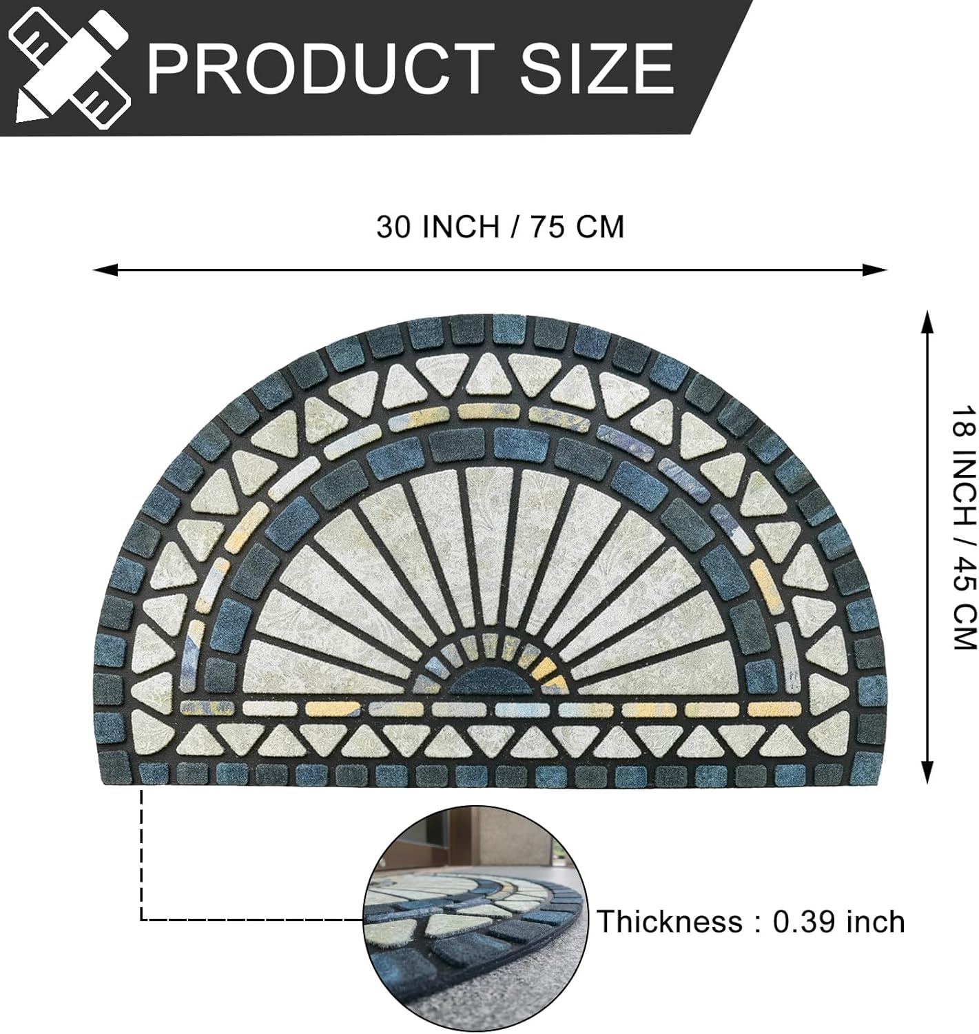 CHICHIC Welcome Door Mat 18 x 30 Inch Front Doormat Outdoors for Home Entrance Outdoors Mat for Outside Entry Way Doormat Entry Rugs, Heavy Duty Non Slip Rubber Back Low Profile, Blue Green