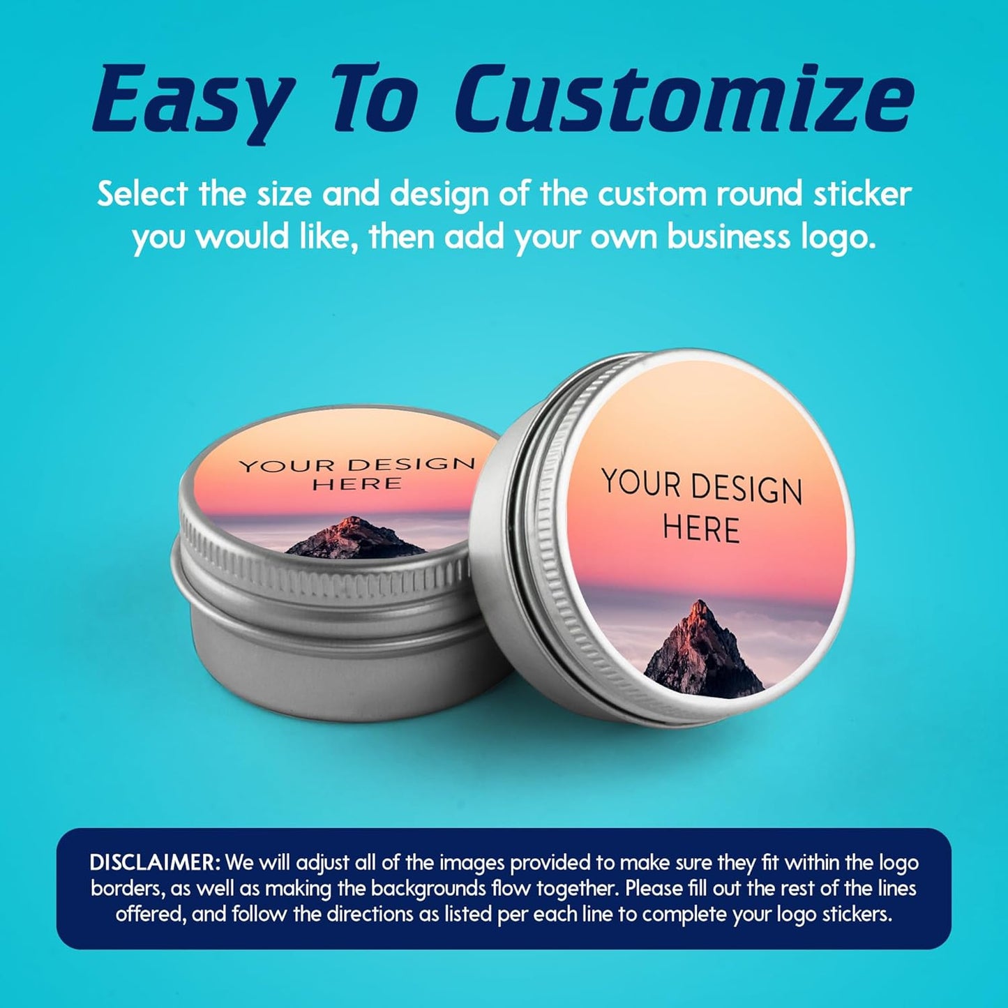 100 Custom Vinyl Stickers - Upload Your own Image, Text, Design, Logo - Personalized Logo Labels for Handmade, Packaging, Bottle, Jars, Candle, Brand Stickers (Mountain, 2x2)