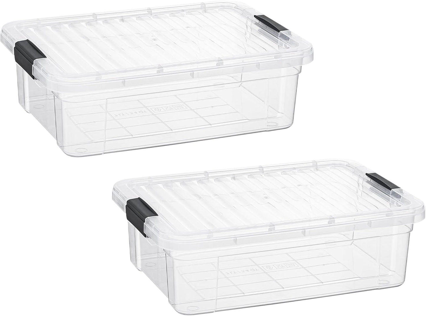 Superio Storage Bins with Lids- 2 Pack, 7.4 Qt Clear Boxes for Organizing, Stackable Plastic Containers- BPA Free, Non-Toxic, Odor Free, Organizer for Home, Office, Dorm