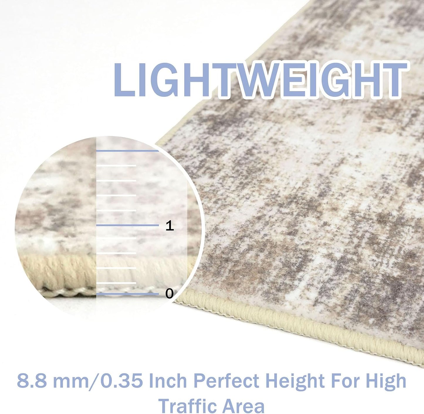 IOHOUZE Abstract Area Rug 3x5 Ft Washable Rugs for Entryway Indoor, Non Slip Kitchen Rug Printed Faux Wool Throw Rugs, Indoor Door Mat for Door Entrance Foyer Living Room, Beige Brown