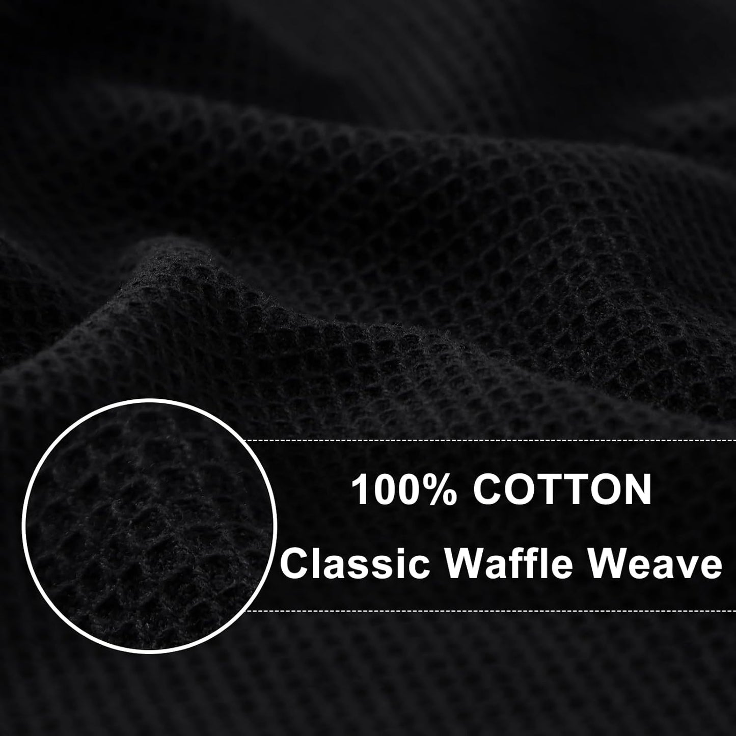 Homaxy 100% Cotton Waffle Weave Kitchen Towels - 4 Pack Soft and Absorbent Dish Towels - 16 x 26 Inches Quick Dry Hand Towels - Black