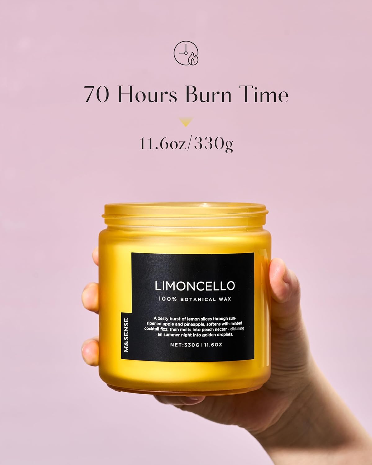 M&SENSE Limocello Scented Candle - 11.6oz Natural Soy Wax Non Toxic 70-Hour Slow Burning 2-Wick Lemon Highly Scent for Home Decor, Summer Candle for Yoga Spa & Meditation & Relaxing Gift