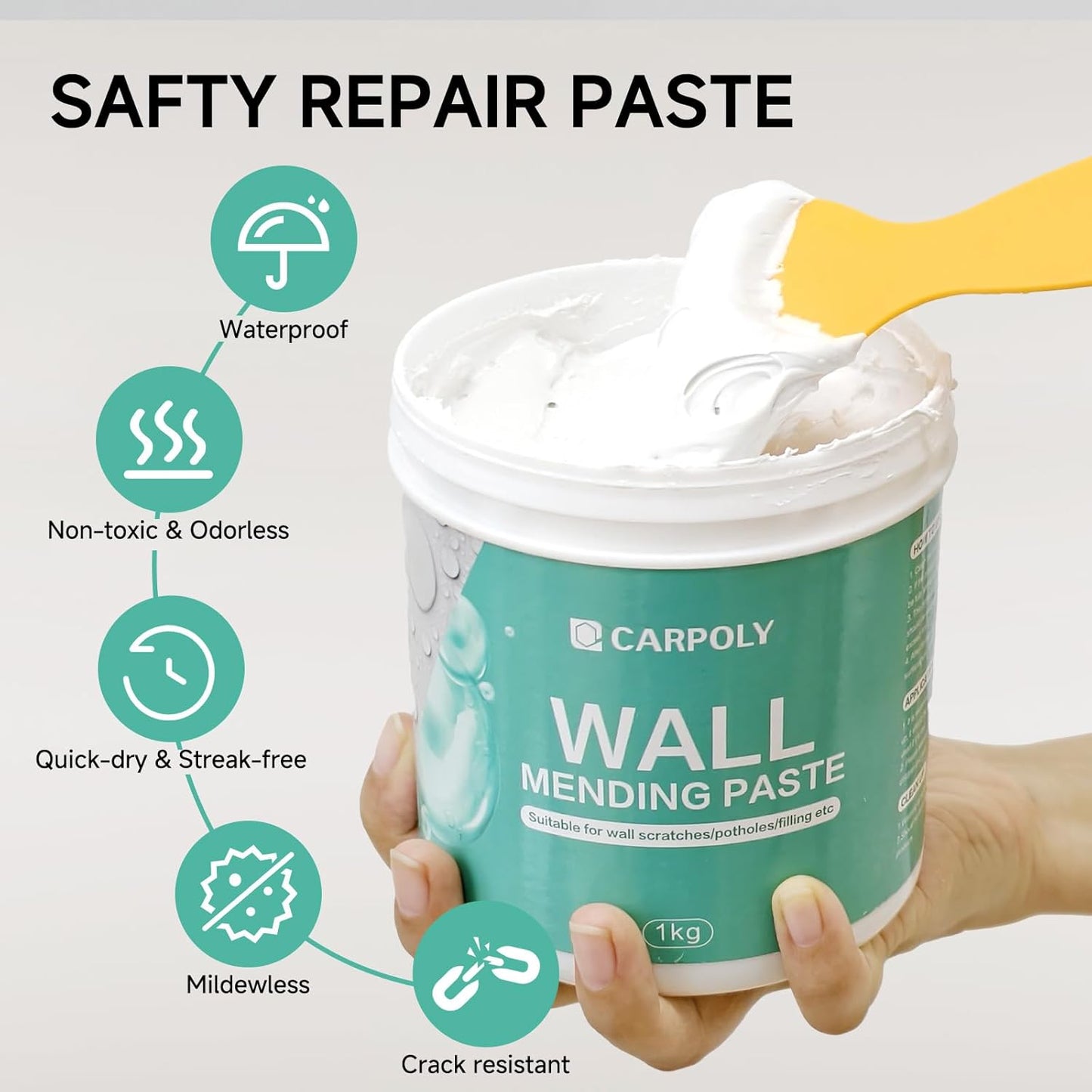 Drywall Repair Kit - 32 OZ Wall Spackle Paste with Self Adhesive Metal Patch, Dryall Repair Patch Kits, White Wall Putty Hole Filler, Quick and Easy Solution for Holes, Cracks and Gaps