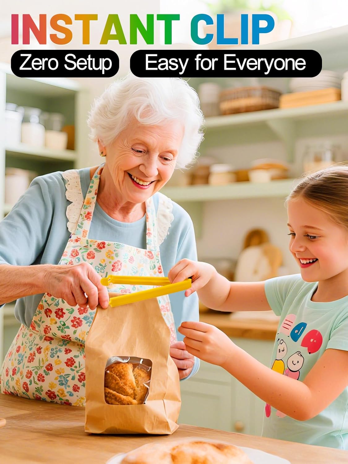 60 PCS Colorful Chip Clips - 4 Sizes Good Sealing Bag Clips for Food Snack Storage, Keeps Coffee, Bread, Cookies Fresh (6.3", 5", 3.5", 2.3")