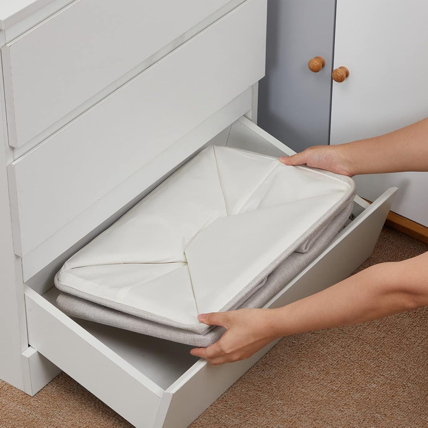 DULLEMELO Fabric Storage Basket, Large Storage Bin for Organization, Closet Storage Bins for Clothes Blankets Nursery Shelves, Collapsible Storage Container Box with Handles(Cream)